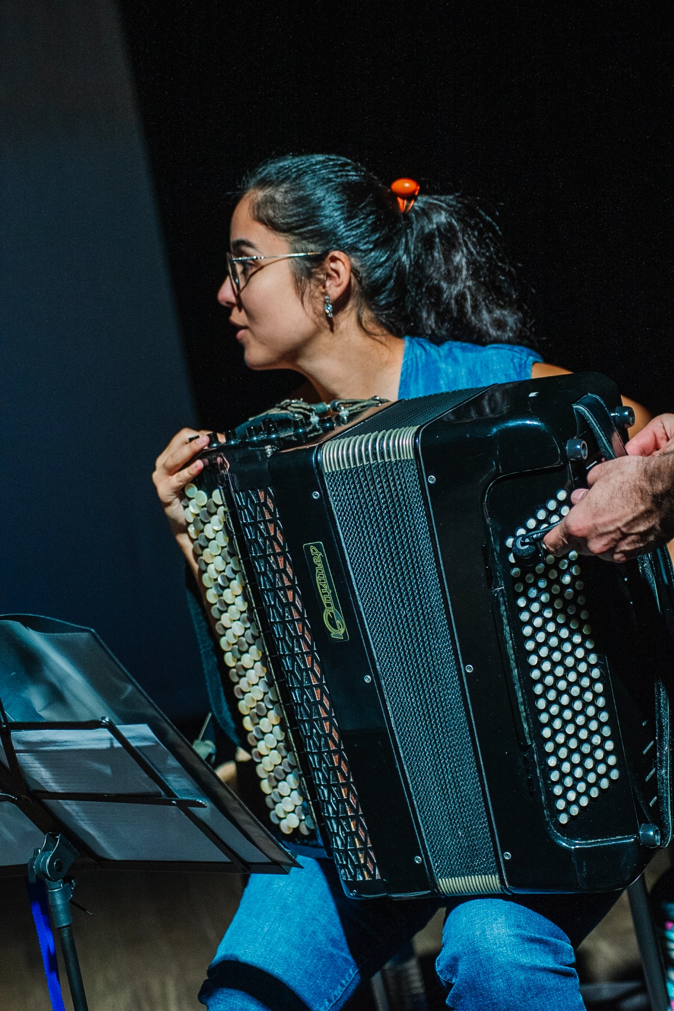 Acordeonista em palco