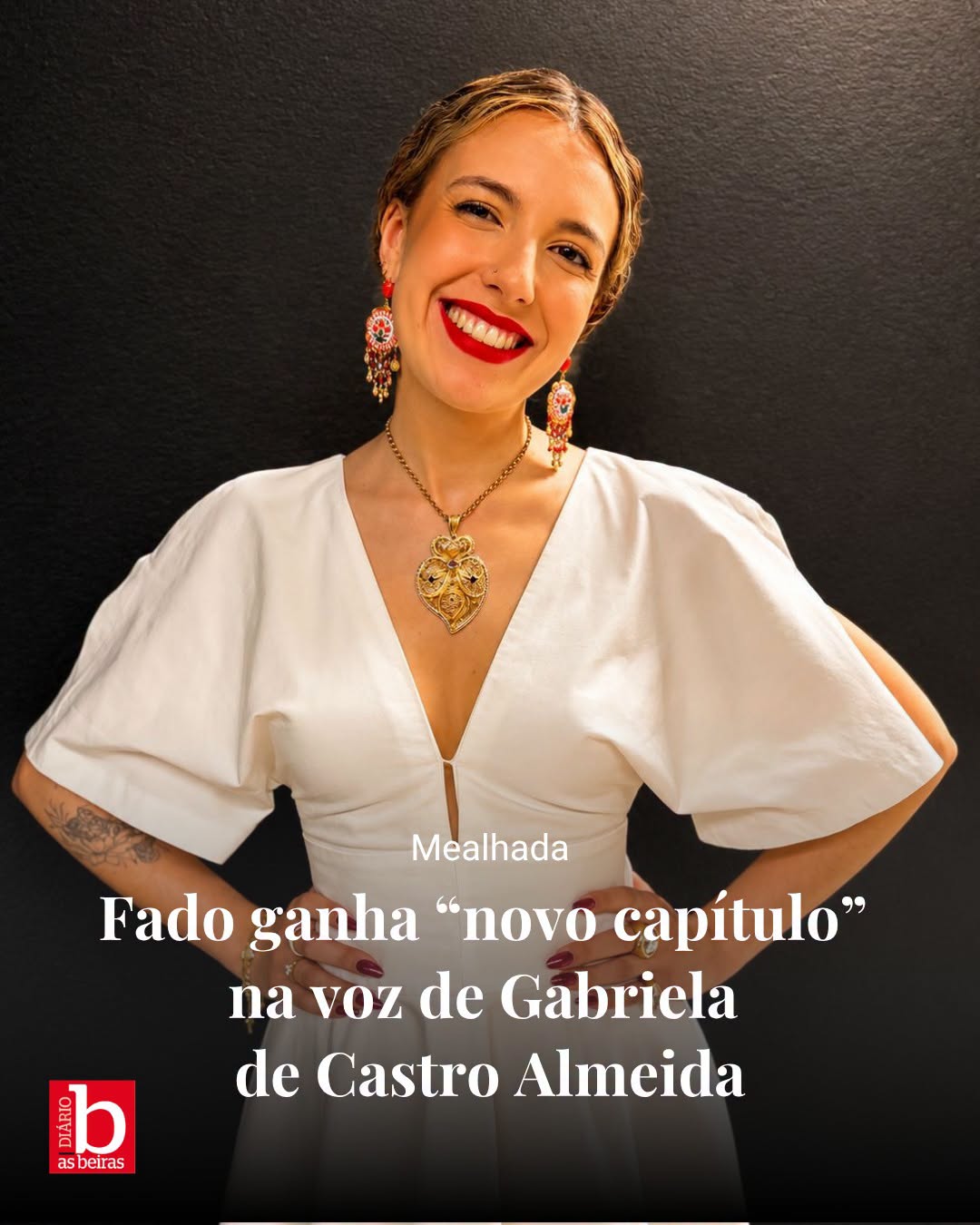 Fotografia com identificação do Diário As Beiras e o título Fado ganha novo capítulo na voz de Gabriela de Castro Almeida